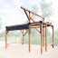 OCR Workout hřiště s dlouhým pegboardem (CLIMBER - 3x4m) - Barva impregnace: Hnědá, Barva trámových spojek: Šedé