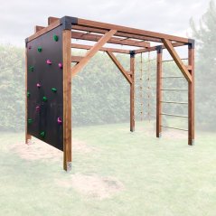 Dětské hřiště s lezeckou stěnou a provazovou sítí (MID - 2x3m)