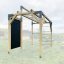 Dětské hřiště se šplhem (CLIMBER - 2x4m) - Barva impregnace: Hnědá, Barva trámových spojek: Šedé