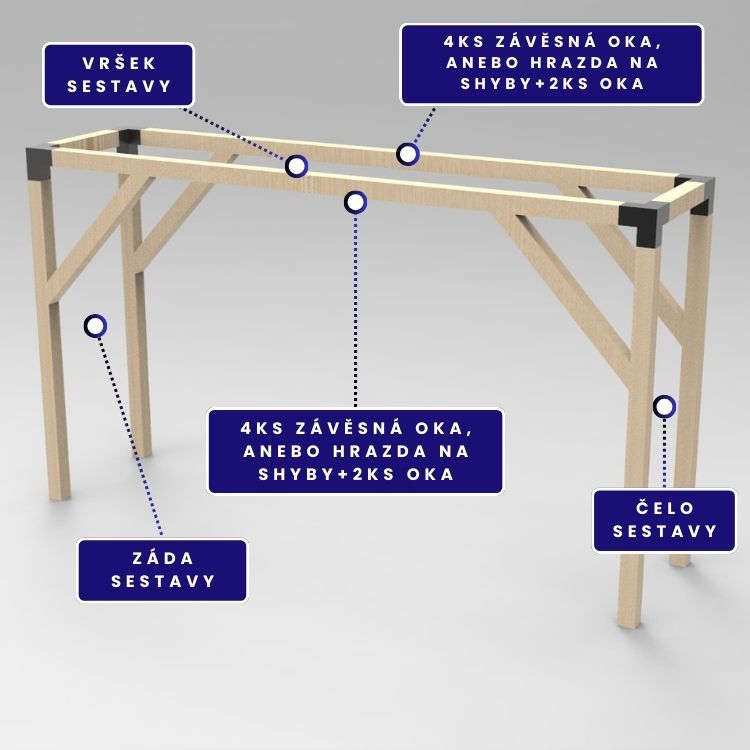 Ihrisko MINI 1x4 - Farba impregnácie: Hnedá, Farba trámových spojok: Čierne