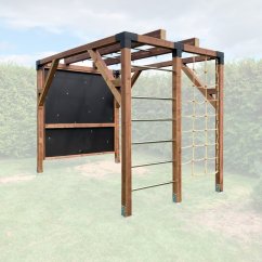 Dětské hřiště s lezeckou stěnou a provazovou sítí (MID - 2x3m)